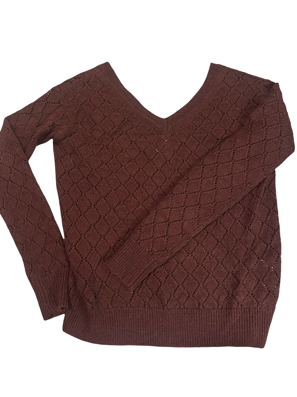 Aritzia Le Fou V Neck Textured Knit Sweater - Brown